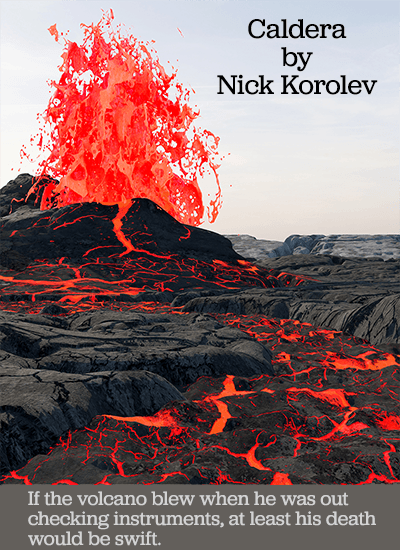 minor eruption of redhot lava in black landscape